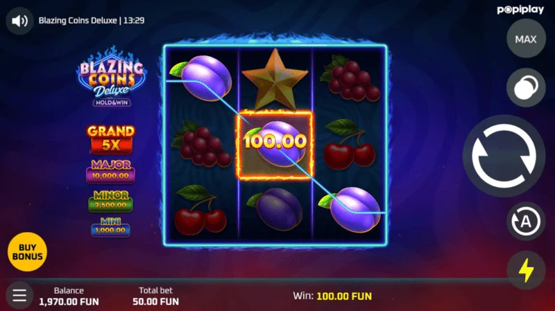 Blazing Coins Deluxe ganancias del juego base